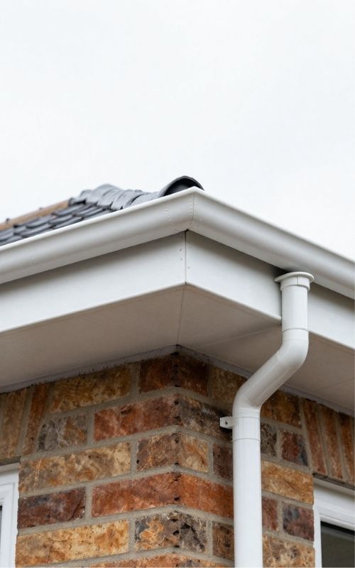 new fascia soffits gutters installed on a house